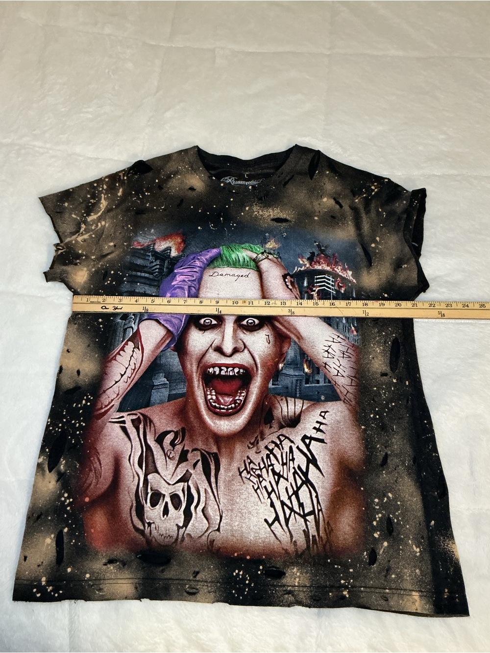 Graphic jocker Character Tee - Black with Multicolor Print upcycled by me - Picture 4 of 8